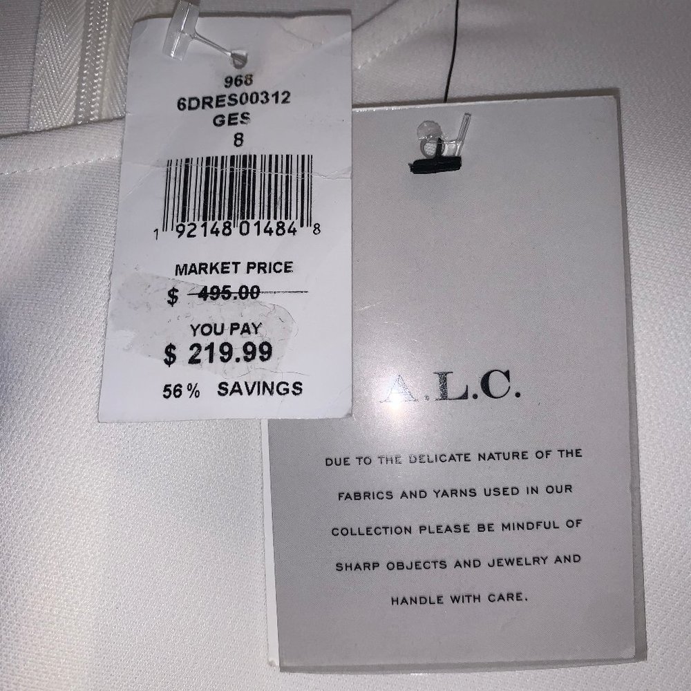 NWT STUNNING A.L.C White Boho Dress w/Bell Sleeves - Picture 6 of 6